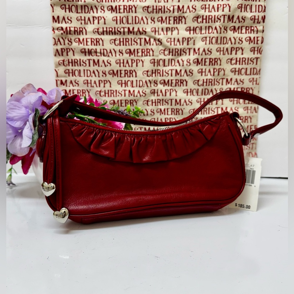 Lovcat Paris Chic Red Ruffle Leather Mini Shoulder Purse